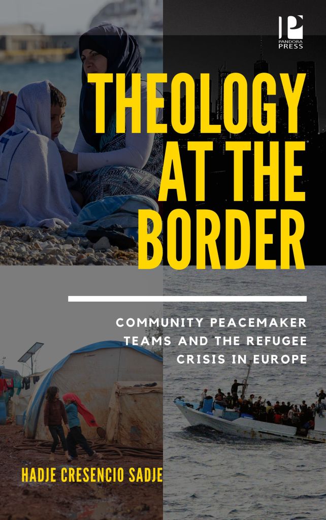Following its change in name from Christian Peacemaker Teams to Community Peacemaker Teams, CPT Europe places significant theologically-informed emphases on political, economic, and public policy advocacy. The identity of CPT Europe differs markedly from traditional theological and pastoral approaches, but does not preclude theological interpretations of its work.

This booklet explores how CPT Europe’s work can inform a contextually sensitive, socially relevant, and liberating form of Christian faith that is immersed in the everyday lives of people, especially refugee lives. Although it is not solely a Christian organization, the work of CPT rests on a strong theological affirmation of immersion as a concrete approach to doing theology at the borders of this world. The work of CPT Europe shows how theological reflection at the borderland should not remain academic exercise, but instead it ought to emerge in the context of common people, especially the poor, the vulnerable, and the oppressed.

In brief, this booklet argues that theology cannot be done without taking lived realities into account, and it demonstrates this conclusion by showing how CPT Europe provides a paradigm for doing theology – seeing, hearing, smelling, tasting, and touching God – at the borderland.

Praise for Theology at the Border

Hadje Cresencio Sadje’s perspective on CPT-Europe’s work with refugees at Lesbos starts with the assumption that theology is rightly formed by encounters at the margins – particularly in distressed places where Christ is found among “crucified people” – rather than theology being brought to such encounters from outside. Theology at the Border is focused on seeing/hearing/touching God, and it begins where faith both confronts human realities and is shaped by them. In this book, experience contextualizes and shapes one’s perspective on God, and not the other way around. This is what the immersive work of CPT-Europe does, and although that work involves many mundane tasks, as these tasks are accomplished theology takes shape and hearts are changed.
–Reverend Dr. Tricia Gates Brown, editor of Getting in the Way: Stories from Christian Peacemaker Teams, author of Jesus Loves Women: A Memoir of Body and Spirit, and author of ReligionMatters.substack.com

Hadje Sadje presents a provocative view that God of the poor, marginalized, and displaced is involved in their everyday struggles. In a theologically engaging manner, Sadje’s Theology at the Border displays how the Christian community should be at the forefront of the fight for human dignity and social justice, especially in response to the global migration and refugee crisis. This booklet is a must-read for clergy and concerned Christian seeking to proclaim and embody God’s Good News for the broken and damaged world.
–Reverend Samuel Lee, Director of Center for Theology of Migration, Vrije Universiteit Amsterdam, and Founding President of Foundation Academy of Amsterdam, The Netherlands.
